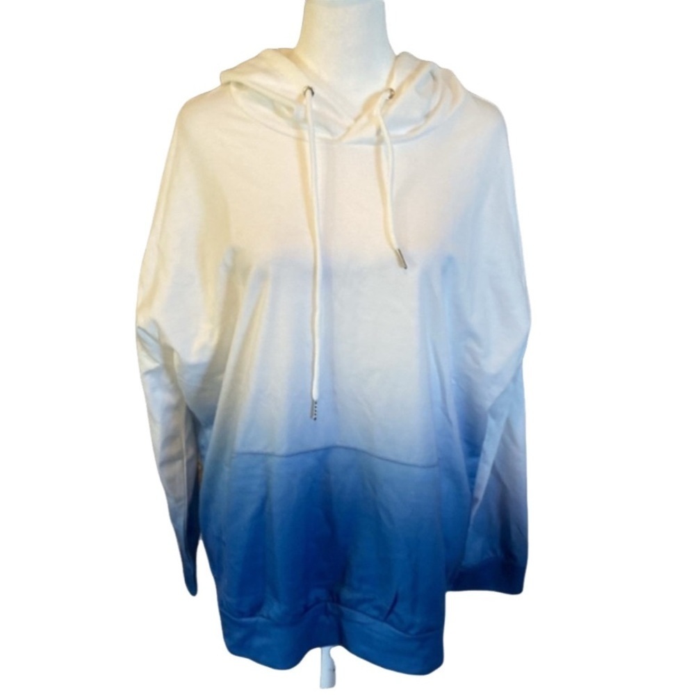 Ombre hoodie. Lightweight. Size L. White and blue Ombre.